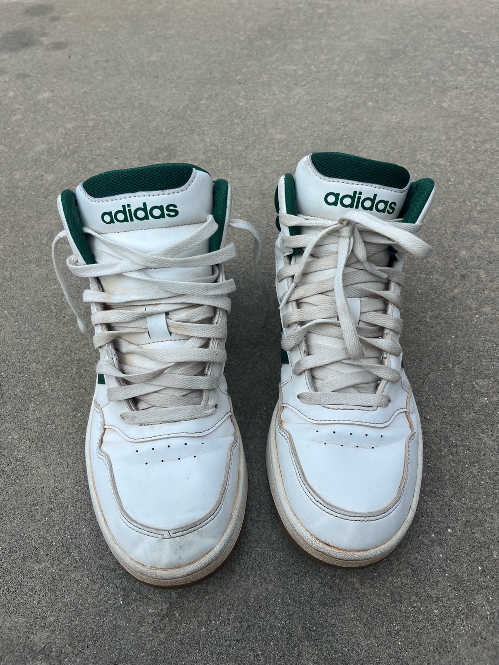 adidas White Sneakers with Green Accents High-Top